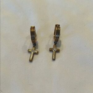 Gold Esquire Cross Earrings